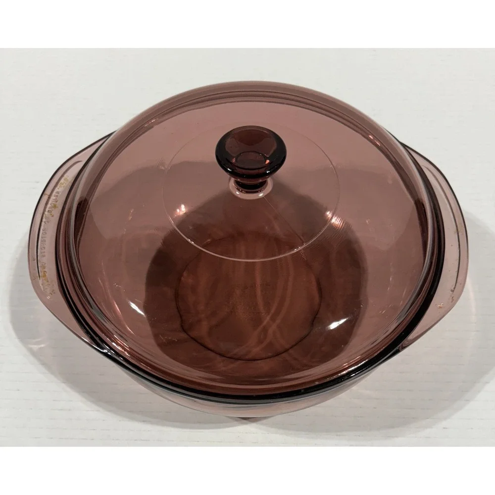 PYREX #024 Cranberry - Vintage 2 qt Casserole Dish - Pyrex Lid 624C‎